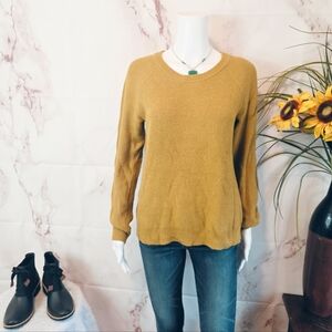 Madewell Mustard Waffle Knit Sweater Split Back Hem Small